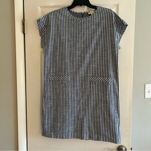 Appleseed's Strpped blue and white 100% cotton lined dress size 8